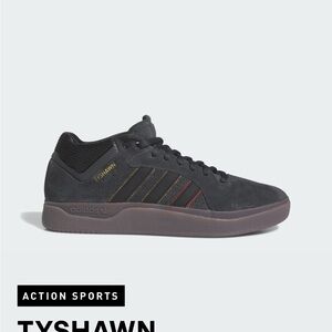 Adidas Tyshawn Black with Red and Gold Accents